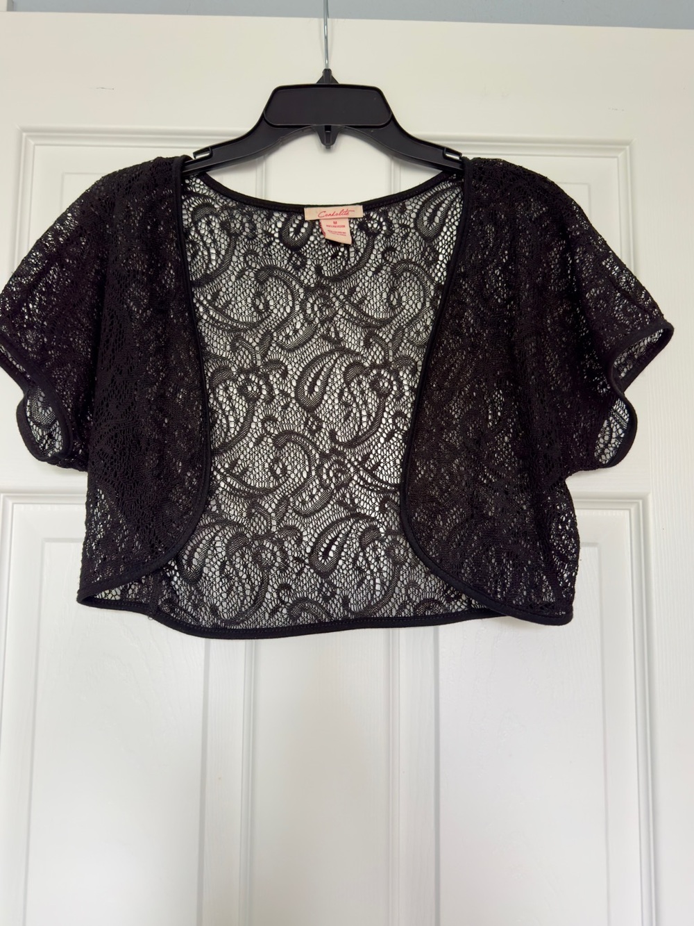 Crochet Lace Bolero Shrug - Black